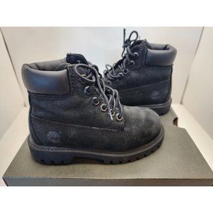 Timberland Toddler Premium 6 Inch Waterproof Leather Boots Black 9 Lace Up 12807